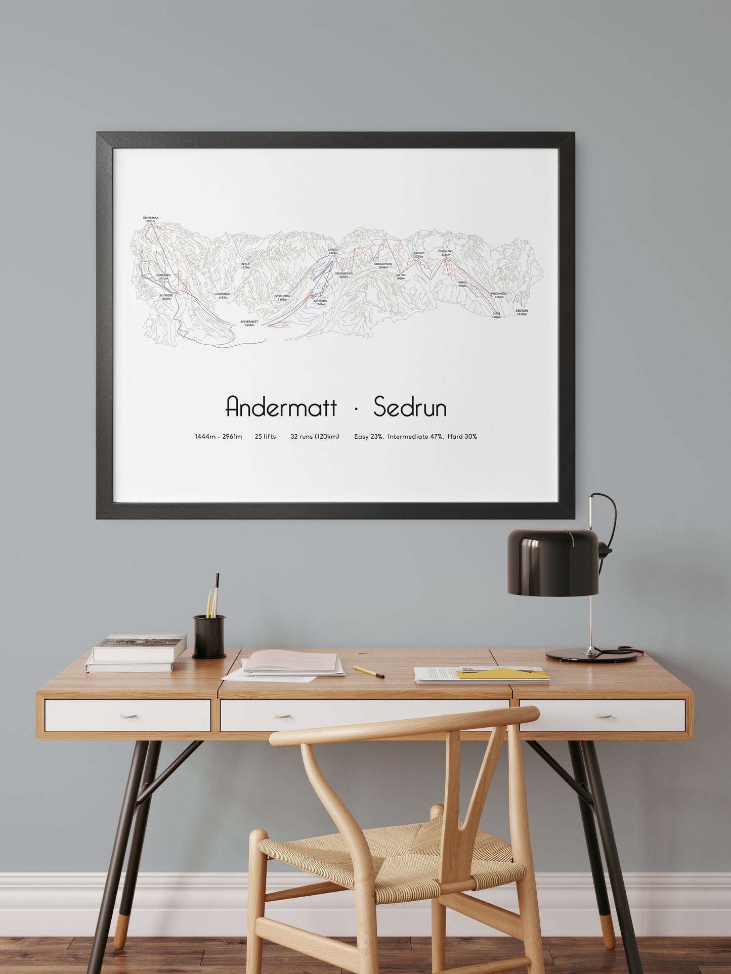 andermatt sedrun mountain artwork desk