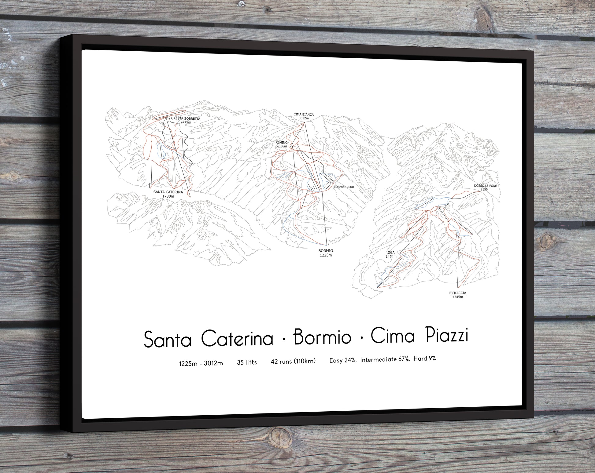 santa caterina bormio mountain artwork wood