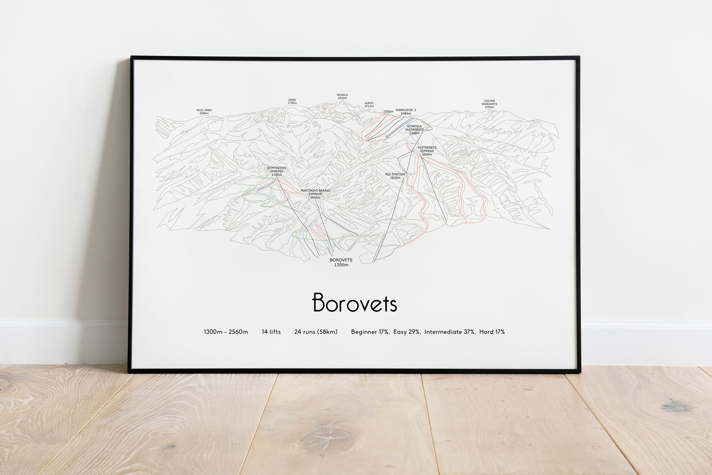 borovets mountain artwork black frame