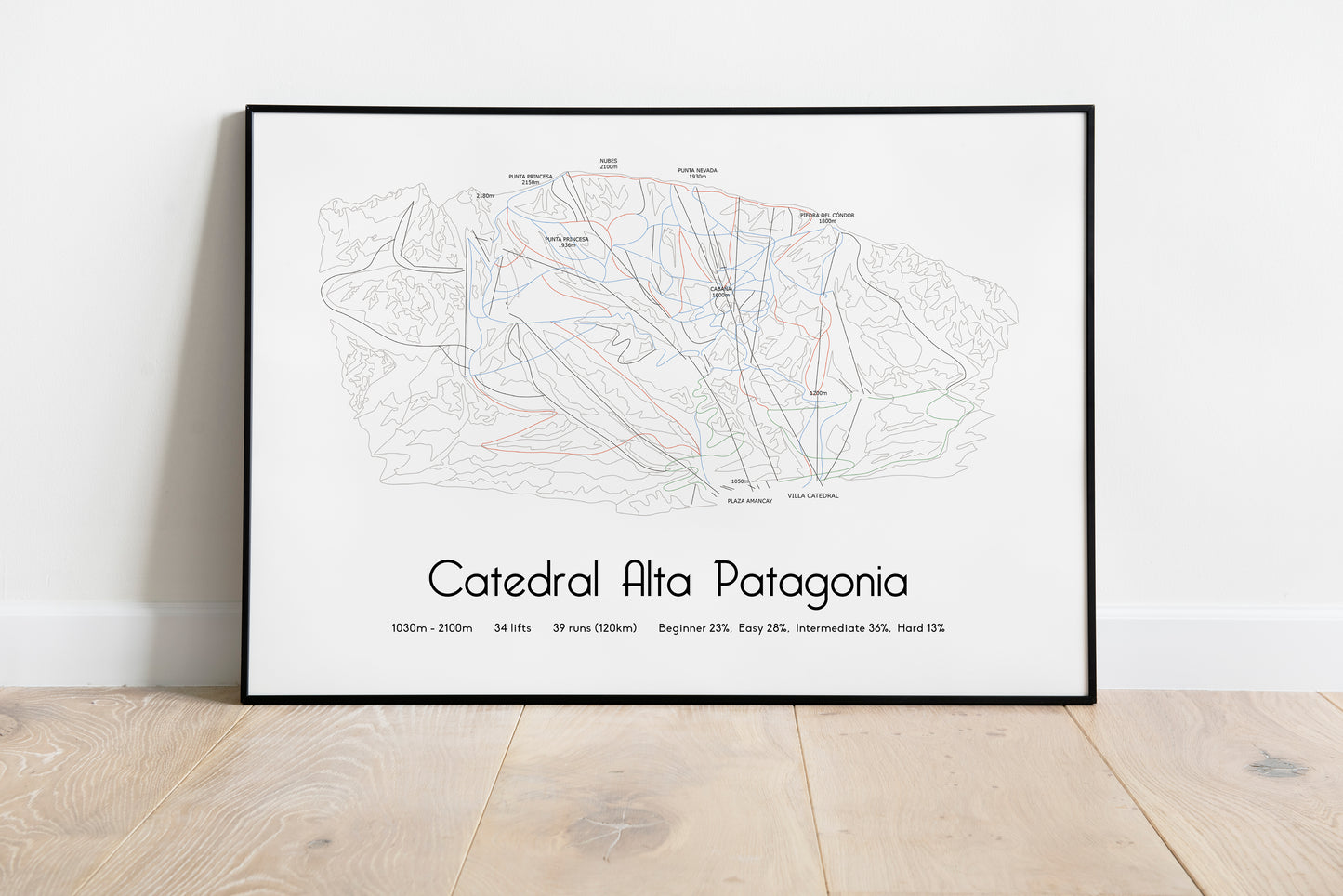 cerro catedral alta patagonia mountain artwork black frame