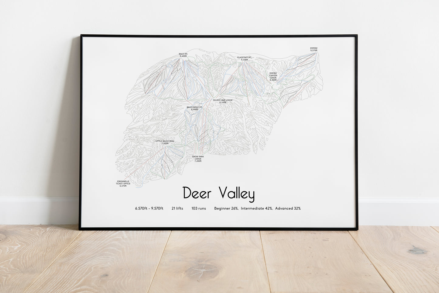 deer valley mountain artwork black frame