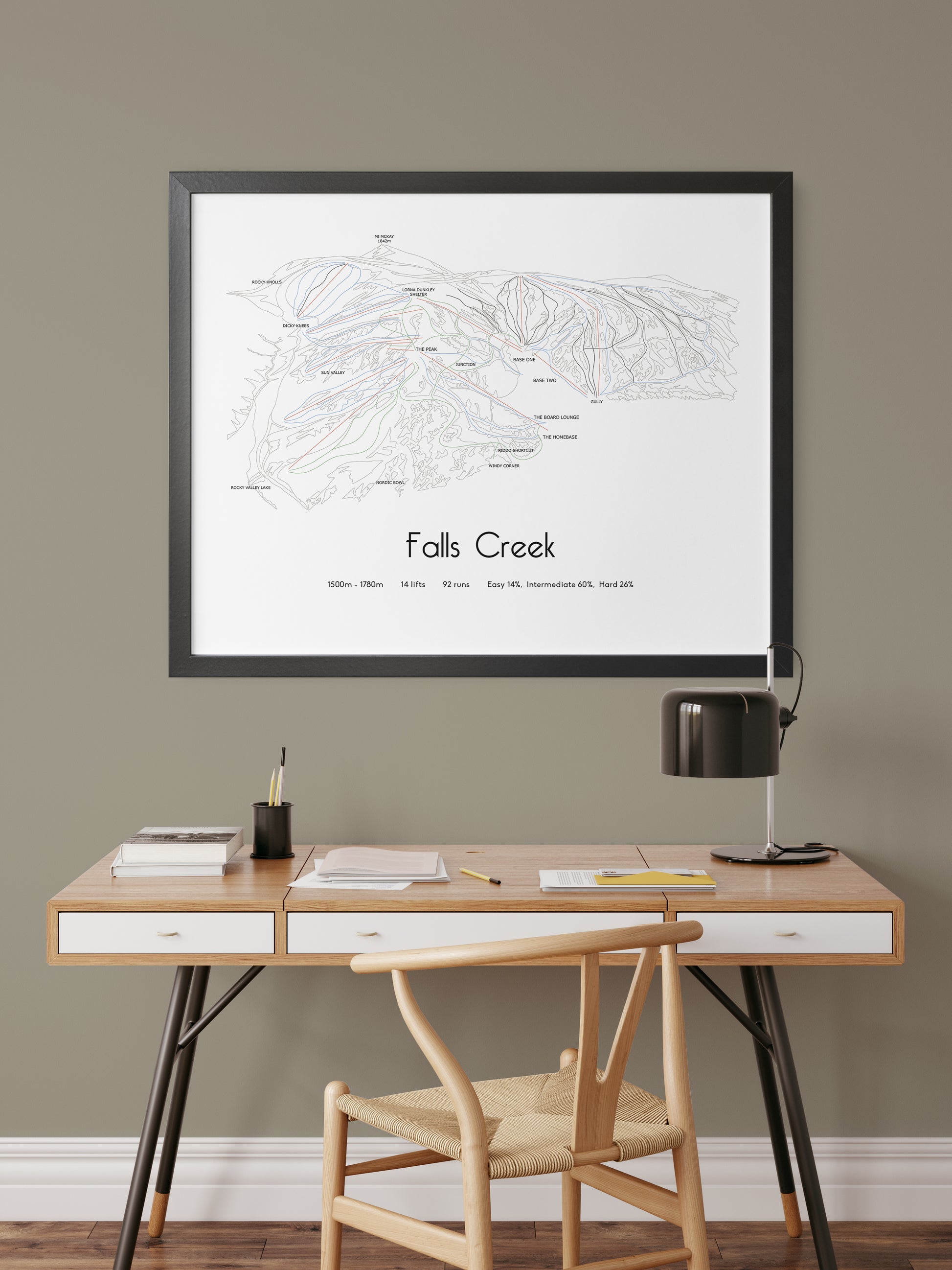 falls creek mountain artwork desk