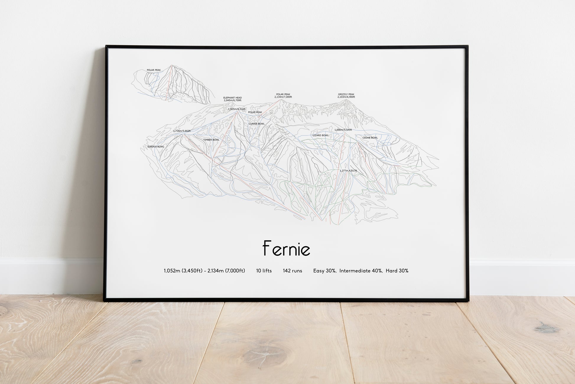 fernie mountain artwork black frame