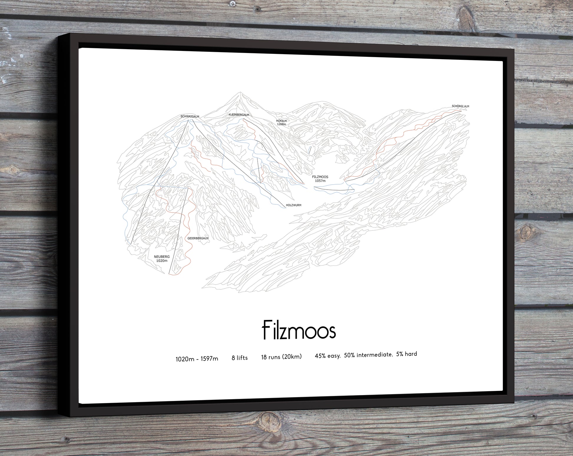 filzmoos mountain artwork wooden wall