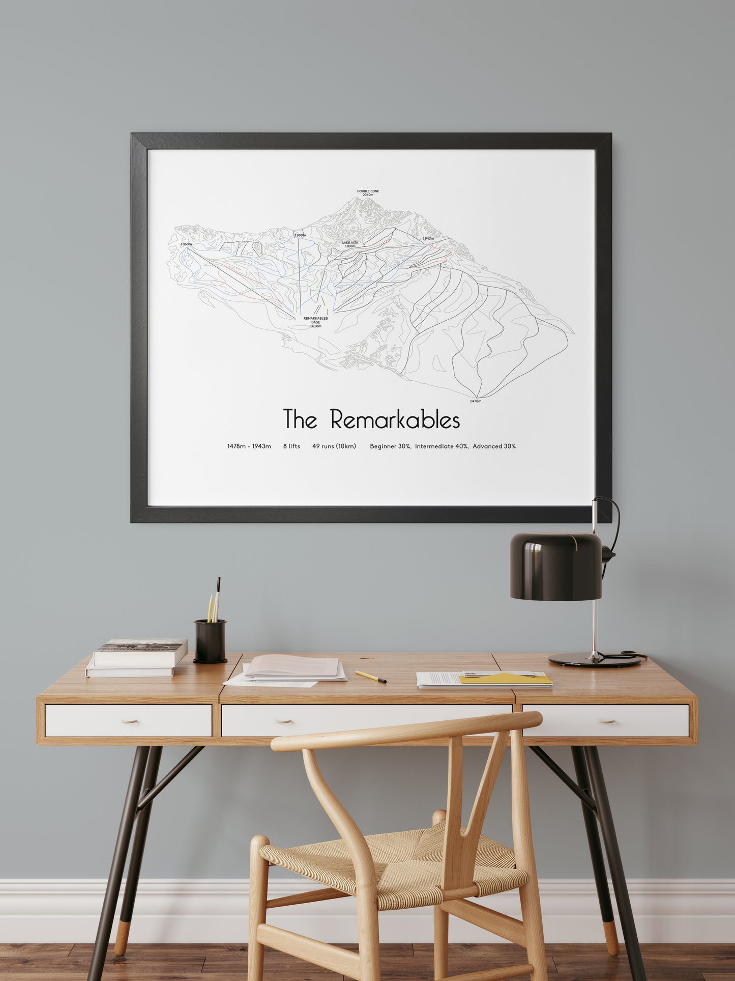 the remarkables mountain artwork desk