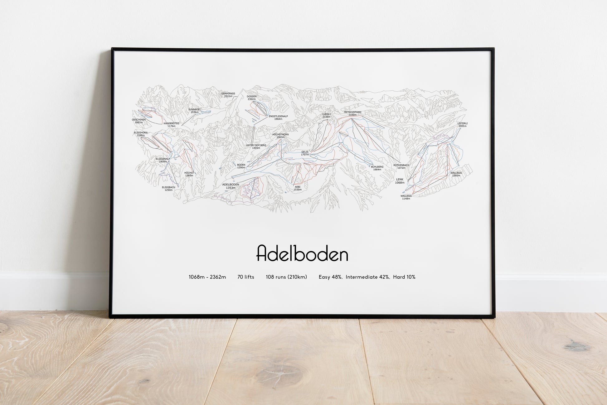 adelboden lenk mountain artwork black frame