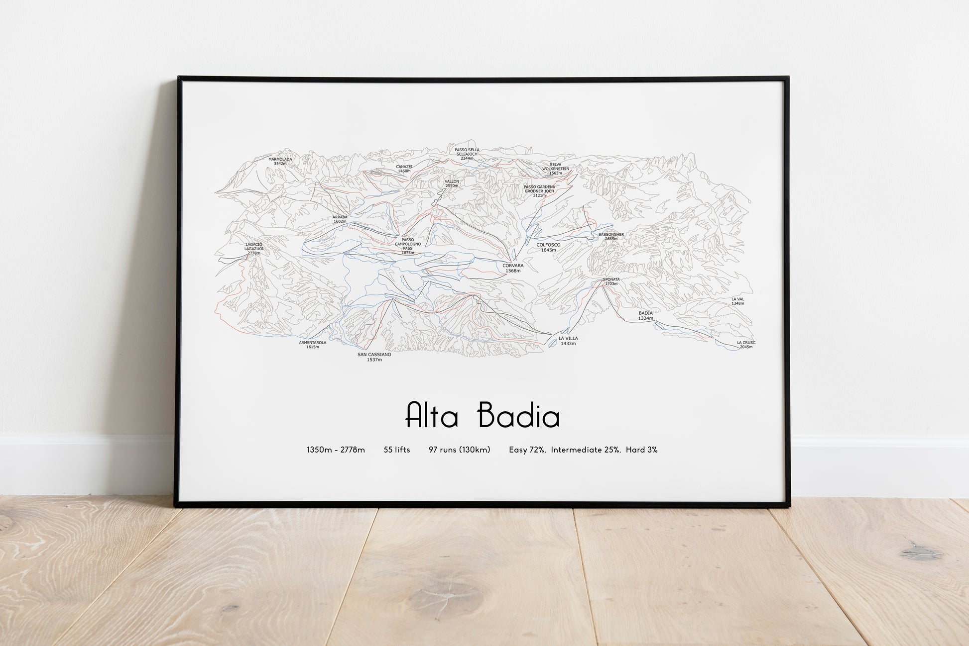 alta badia mountain artwork black frame