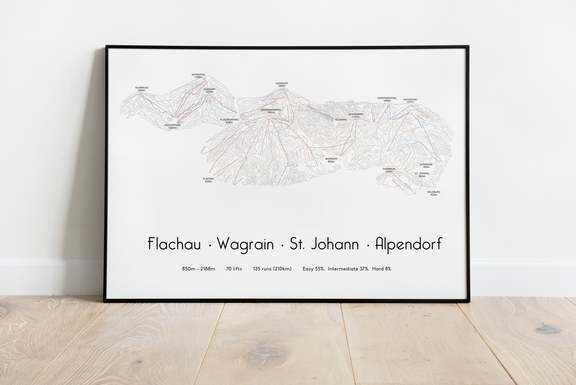 flachau wagrain st johann black frame