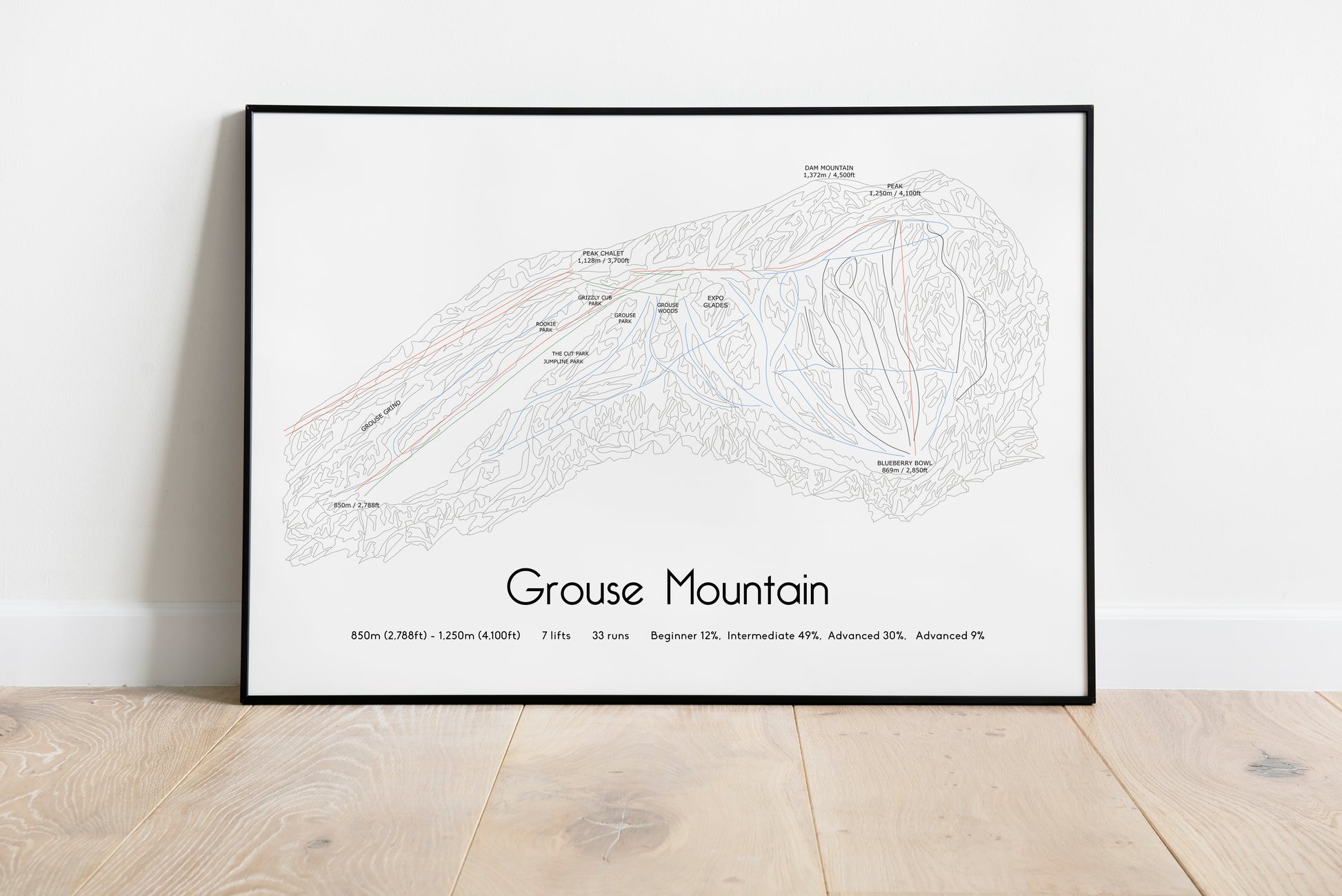 Grouse Mountain - Vancouver artwork black frame