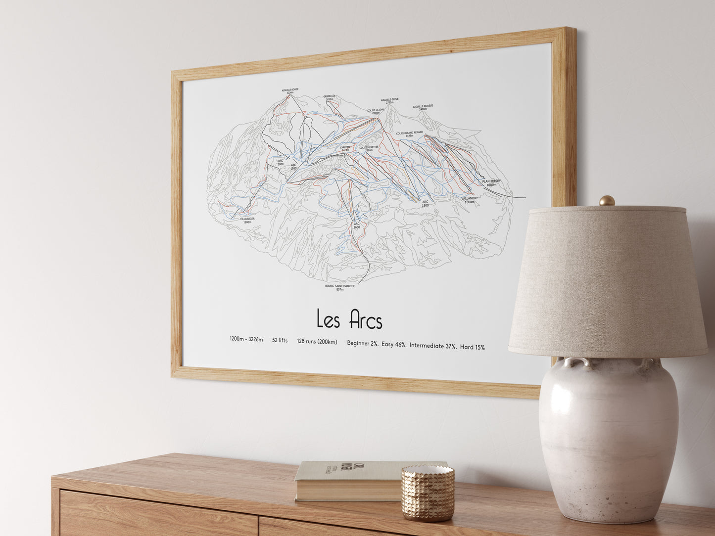 les arc ski art print angled